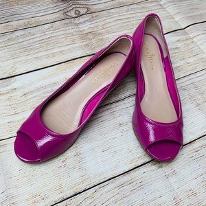 COLE HAAN tali peep toe wedge in bright pink 😍
